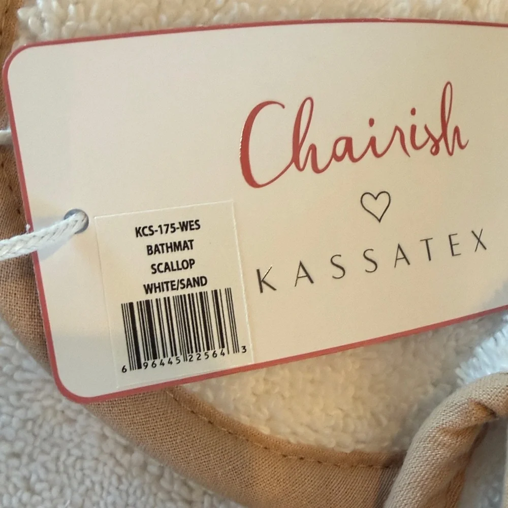 Kassatex Chairish Scallop Edge Bath Towel Collection Color White Tan Sand NWT